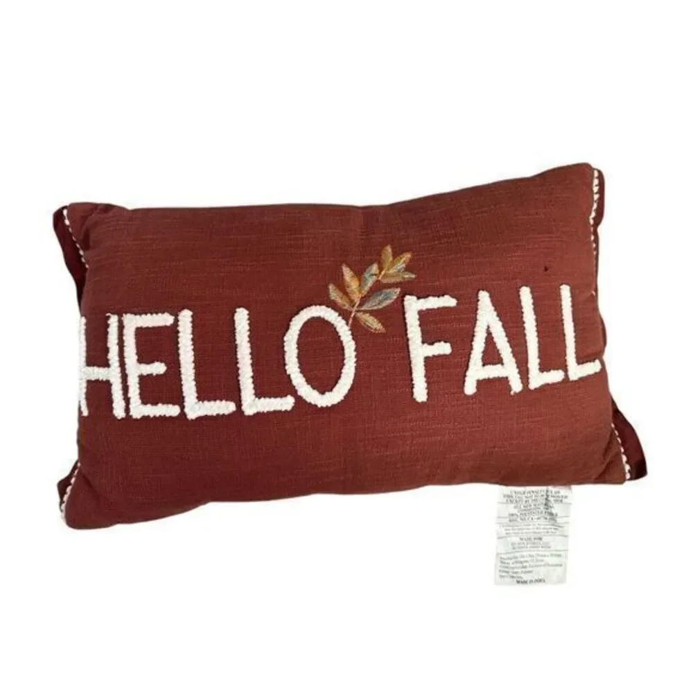 Hello Fall Throw Pillow Orange‎ Embroidery Cushion Rectangle Joann Fabrics
